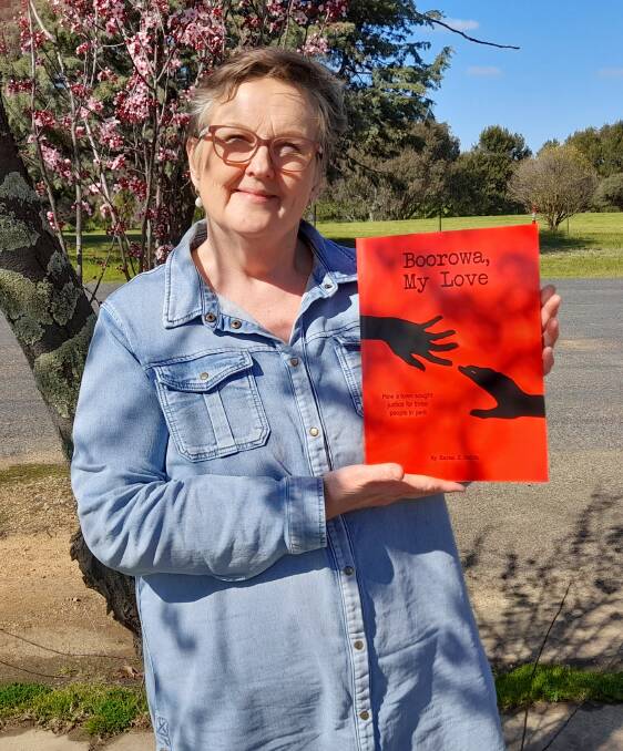 Author Karen Smith with her book "Boorowa, My Love: How a Town Sought Justice for Three People in Peril," launching next month.